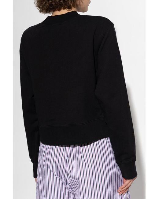 Palm Angels Black Logo Embroidered Crewneck Sweatshirt