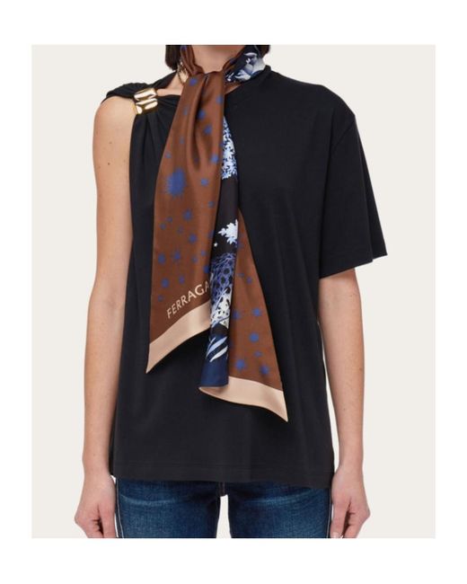 Ferragamo White Printed Silk Scarf