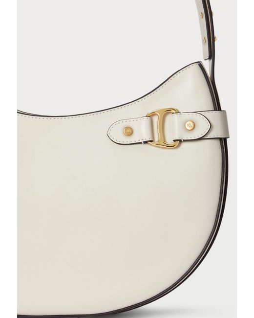 Ralph Lauren White Large Tasha Leather Shoulder Bag