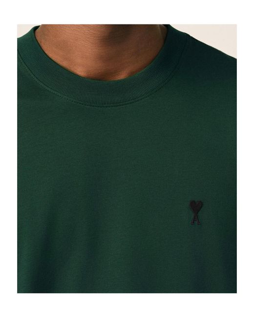 AMI Green Ami Logo Embroidered Crewneck T-Shirt for men