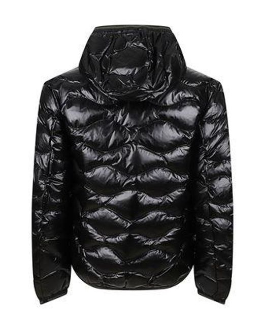 Blauer Usa Black Blauer Wave Quilted Hooded Down Jacket for men