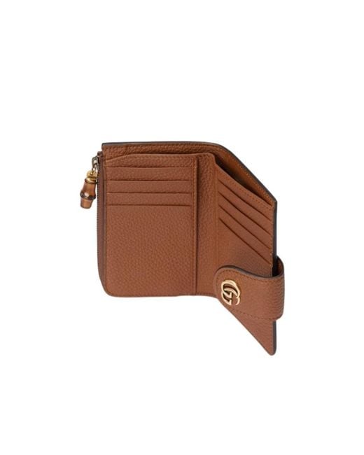 Gucci Brown Medium Double G Wallet With Bamboo