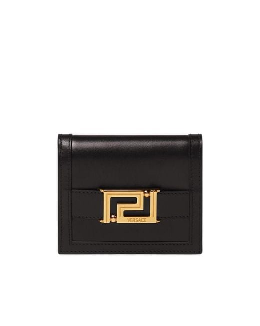 Versace Black Logo Plaque Bifold Wallet