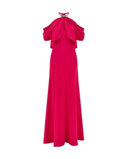 Alberta Ferretti Pink Bow Embellished Long Dress