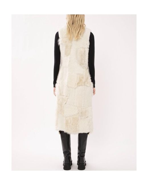 Chloé White Shearling Patchwork Sleeveless Gilet