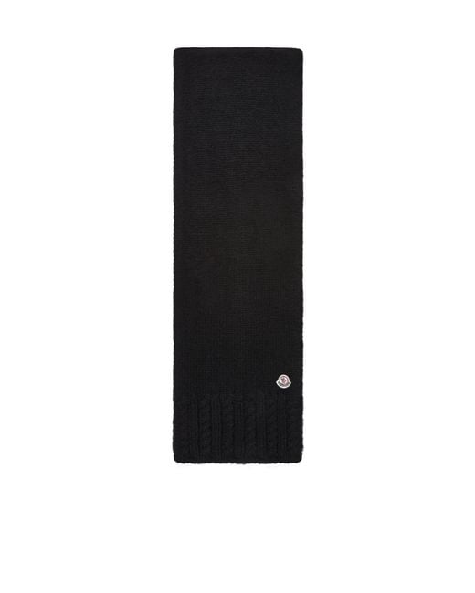 Moncler Black Alpaca Blend Knit Scarf