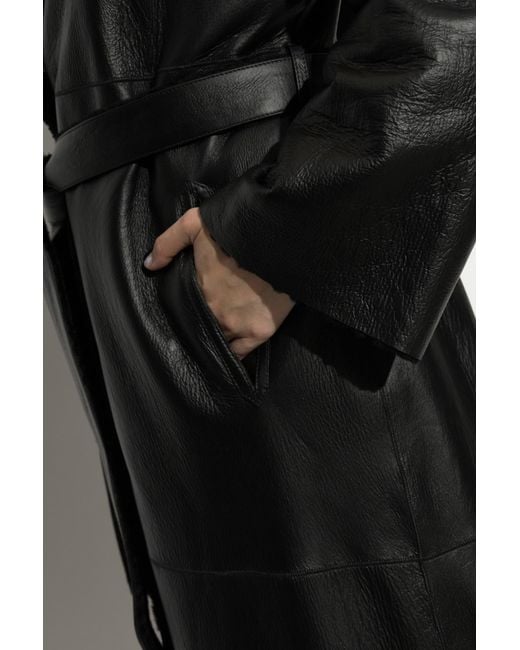 Arma Black Belted Shearling Coat