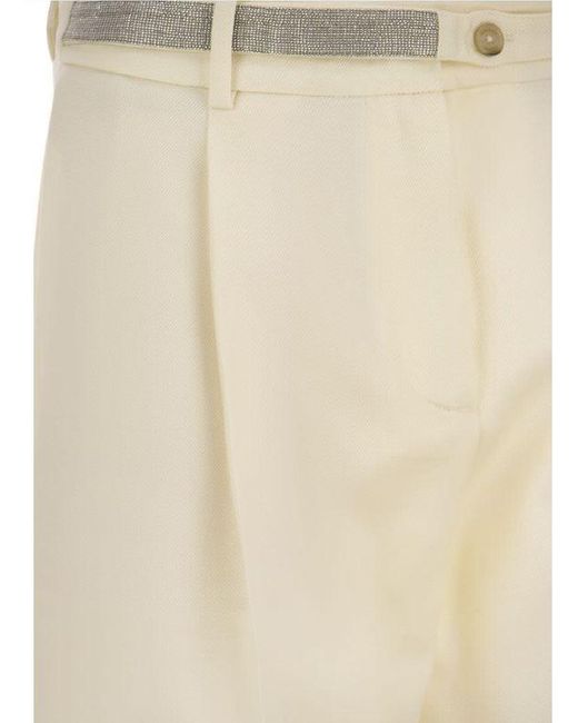 Fabiana Filippi Natural Straight-Leg Belt Embellished Pants