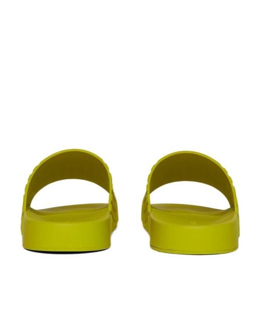 Bottega Veneta Yellow Intarsia-Pattern Slides