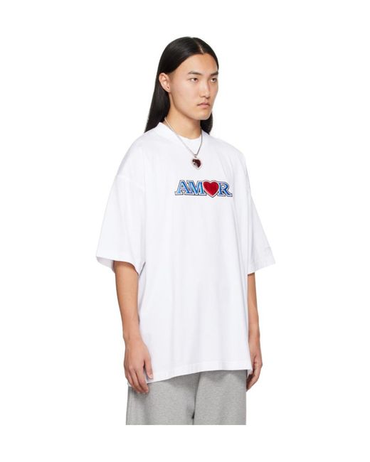 Vetements White T-Shirt With Round Neck And Short Sleeves for men