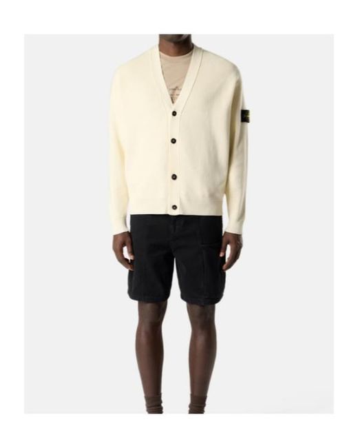 Stone Island Natural Logo Patch Buttoned Cardigan for men