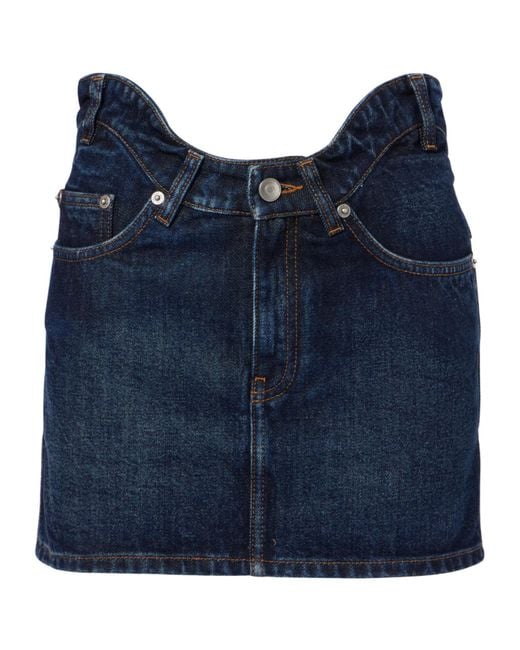 Jean Paul Gaultier Blue Curved Denim Miniskirt