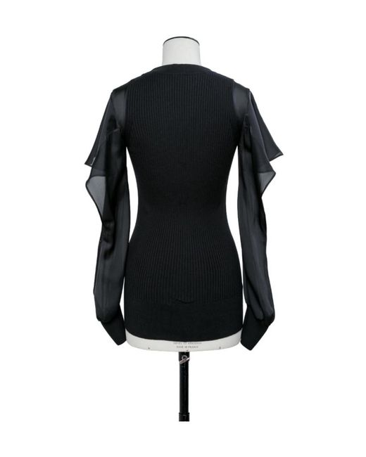 Sacai Black Crewneck Panelled Jumper