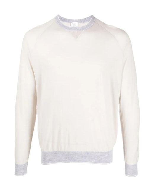 Eleventy White Round-Neck Wool Jumper for men