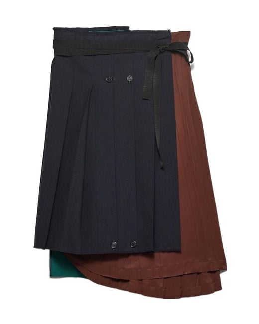 Prada Black Patchwork Midi Skirt