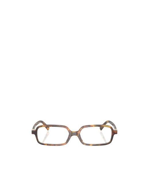 Miu Miu White Eyewear Miu Regard Pillow Frame Glasses