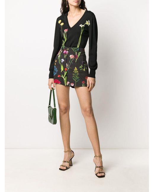 Moschino Green Floral Print Shorts