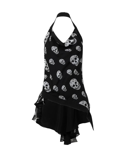McQueen Black Offshoulder Asymmetrical Dress