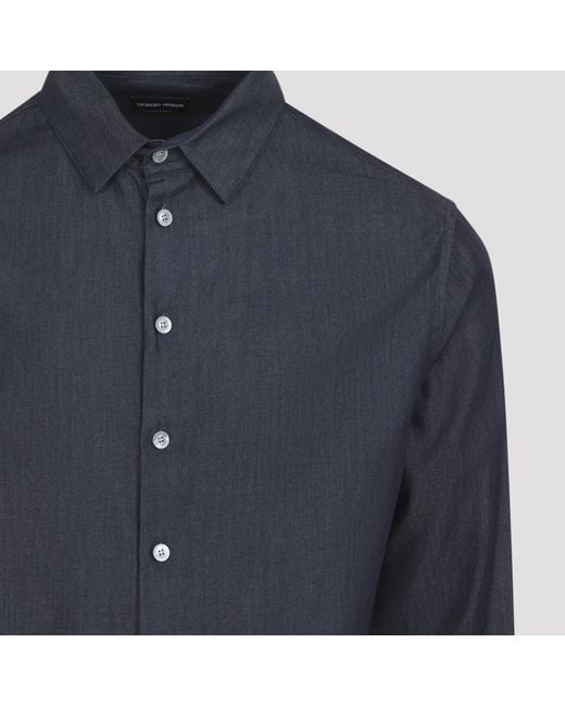 Giorgio Armani Blue Slim Fit Cotton Shirt for men