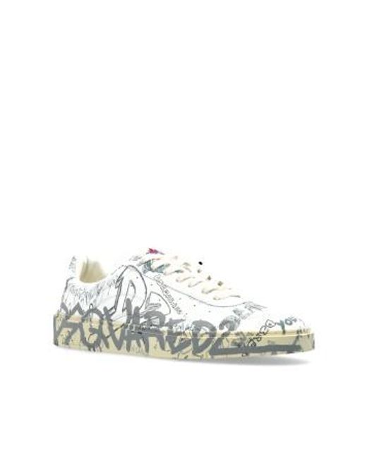 DSquared² White Rider All-Over Printed Lace-Up Sneakers for men