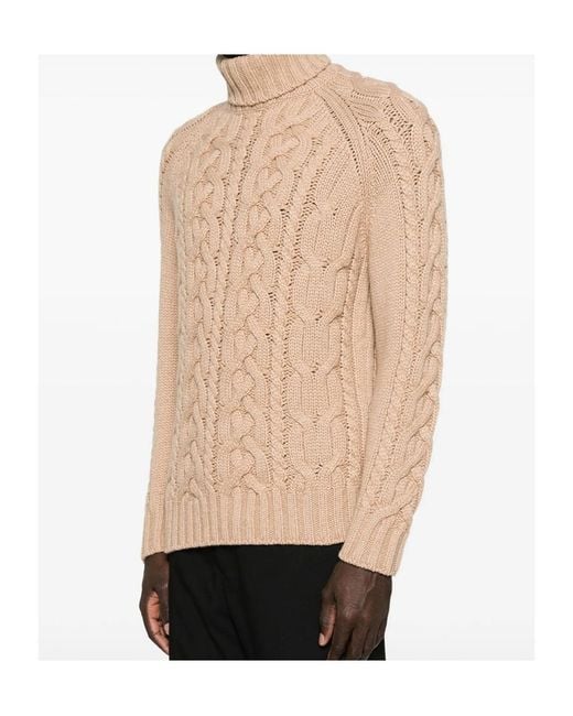 Brunello Cucinelli Natural Cable-Knit Roll-Neck Sweater