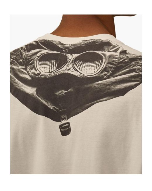 C P Company White Short Sleeved Goggle T-Shirt for men
