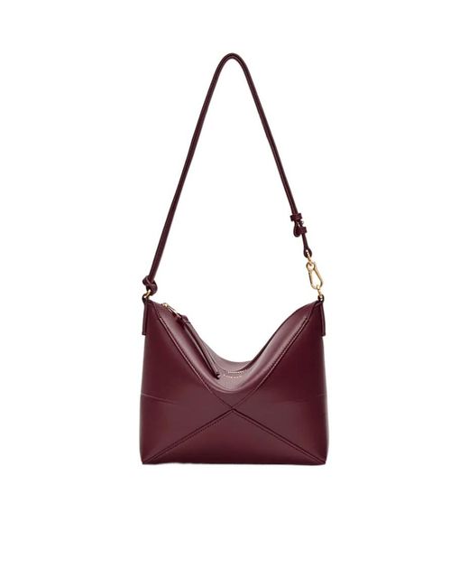 Loewe Purple Puzzle Fold Logo Embossed Pouch Bag