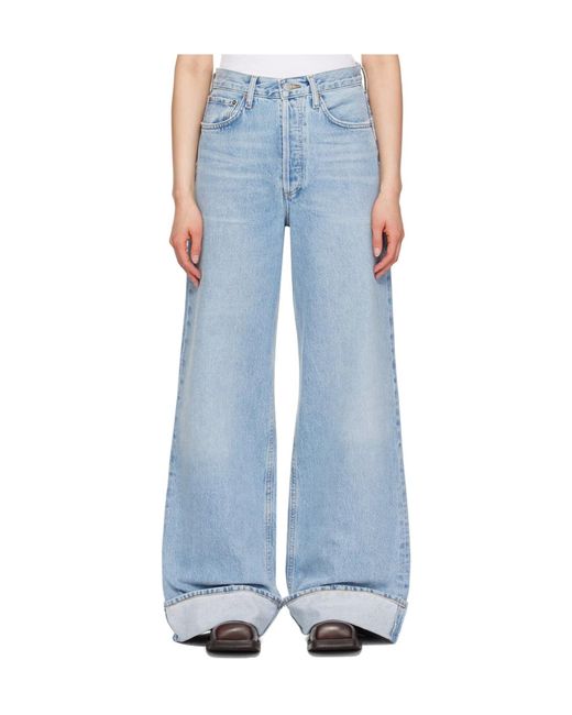 Agolde Blue Dame High-Rise Wide-Leg Jeans