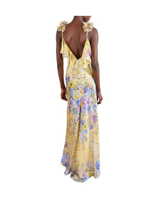 Camilla Metallic Appliquéd Embellished Floral-Print Silk-Satin Maxi Dress