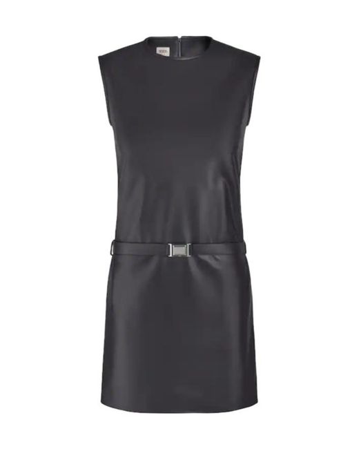 Tod's Black Belted Leather Mini Dress