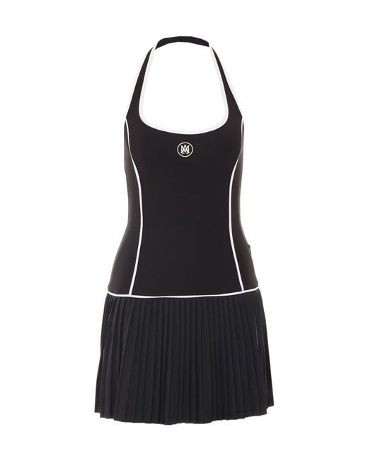 Amiri Black Logo Pleated Mini Dress