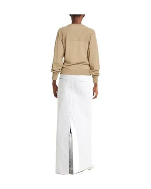 MM6 by Maison Margiela Natural Solid Color Crew Neck Long-Sleeve Knit Sweater
