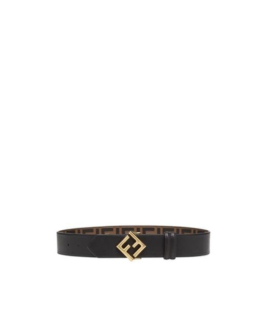 Fendi White Ff Diamonds Buckled Reversible Belt