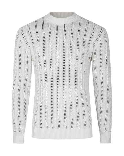 Eleventy White Open-Knit Sweater for men