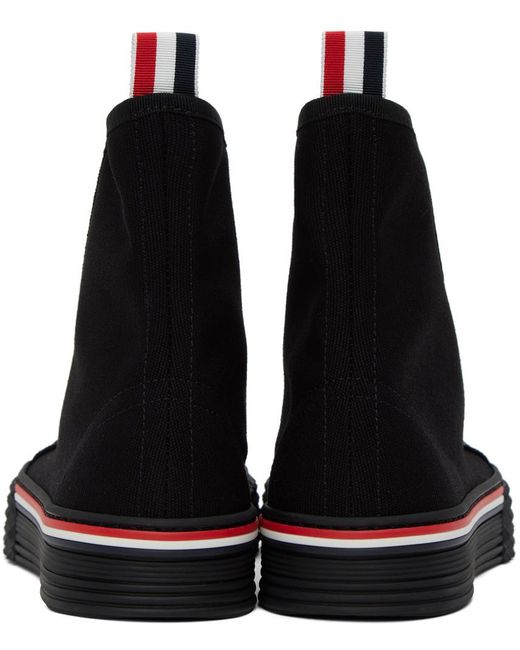 Thom Browne Black Rwb Striped Lace-Up Sneakers for men