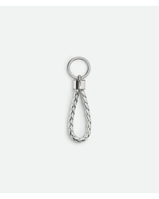 Bottega Veneta White Intreccio Key Ring