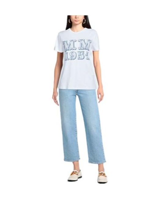 Max Mara Blue Minimal Printed T-Shirt