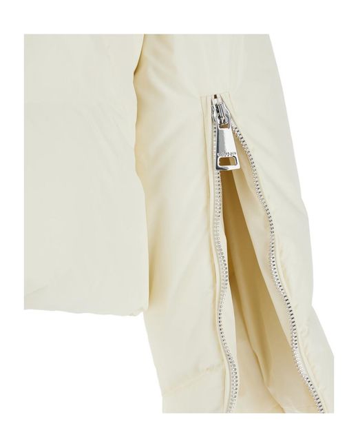 Khrisjoy White Down Jacket With Logo Drawstring