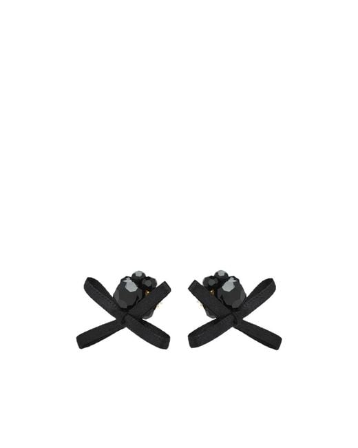 Simone Rocha White Petite Bow Daisy Satin Earrings