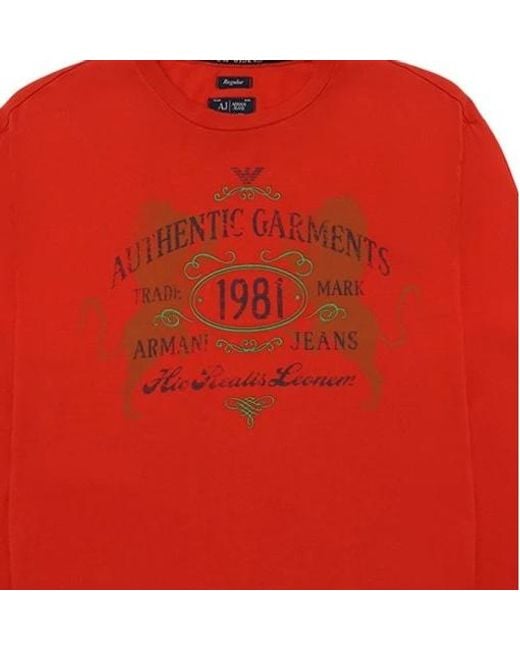 Armani Jeans Red Logo Long-Sleeved T-Shirt for men