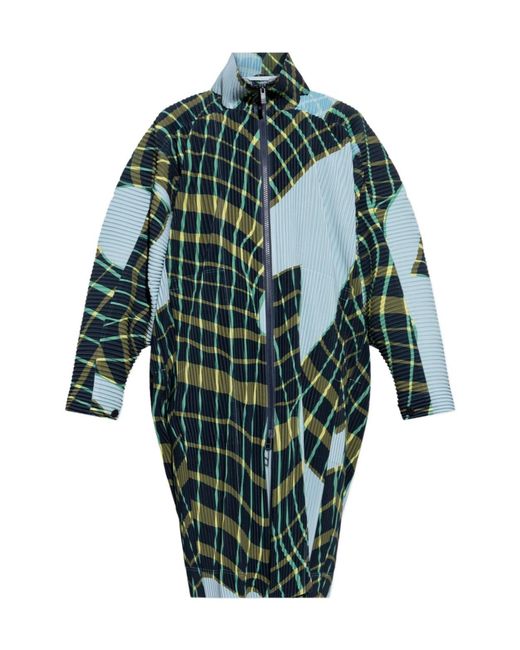 Homme Plissé Issey Miyake Blue Windswept Plaid Coat for men