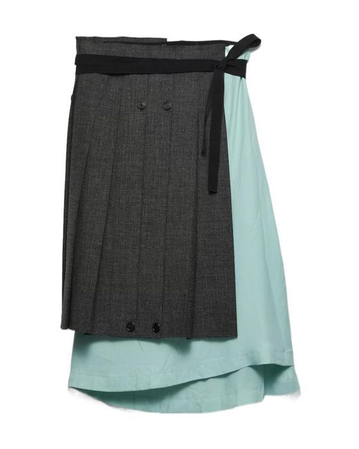 Prada Black Patchwork Midi Skirt