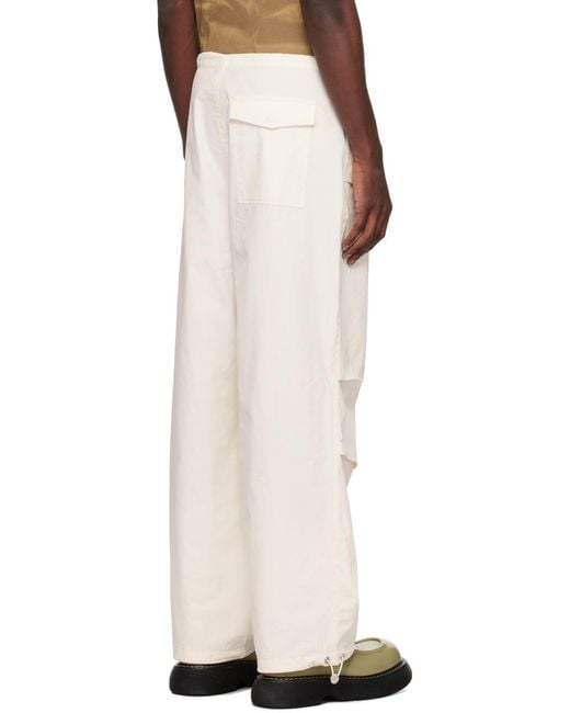 Dion Lee White Drawstring Parachute Trousers for men