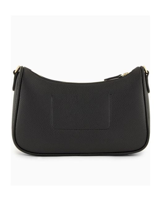 Emporio Armani Black Logo Printed Zipped Crossbody Bag
