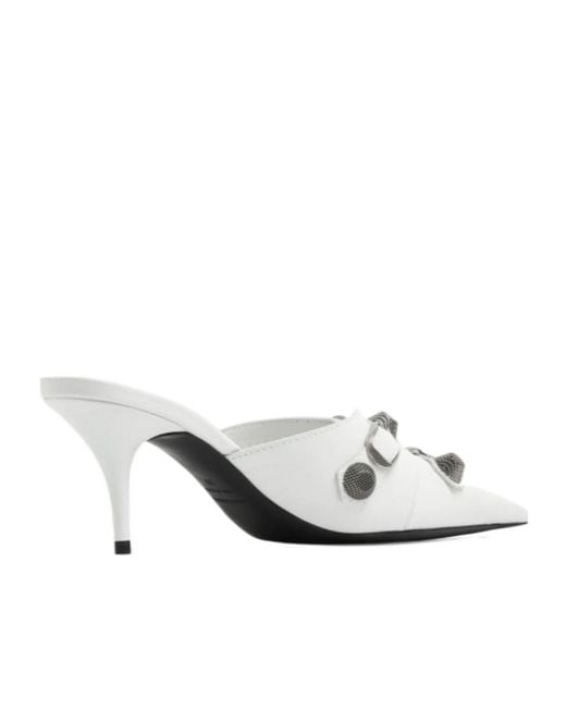 Balenciaga White Cagole Pointed Toe Mules