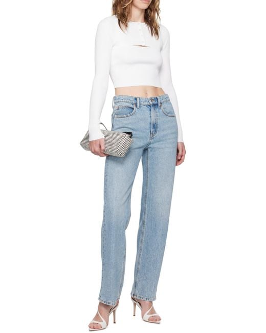 Alexander Wang White Cropped Knit Top