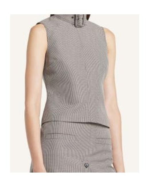 Courreges Gray Courrèges Buckle Houndstooth-Pattern Sleeveless Top