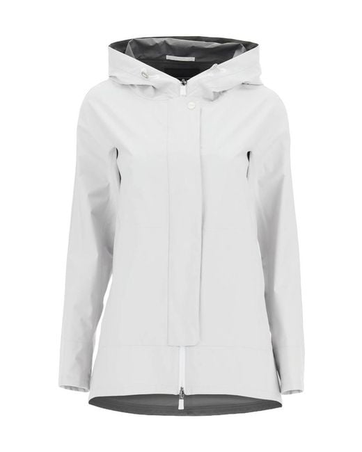 Herno White Gore Tex Layered Hooded Jacket