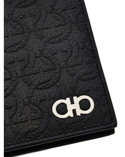Ferragamo Black Letter Logo Card Holder for men