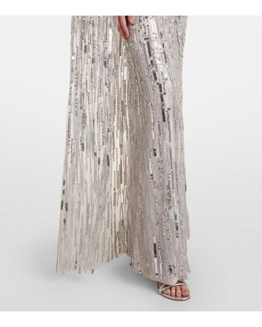 Jenny Packham White Ruby Caped Sequined Gown